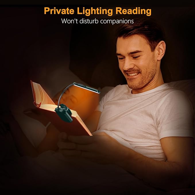 Gritin Rechargeable Book Light for Reading in Bed with 19 LED &Memory Function-Eye Caring 3 Color Temperatures,5 Brightness Levels,90 Hrs Runtime Flexible Goose Neck Clip on Light-Aquamarine
