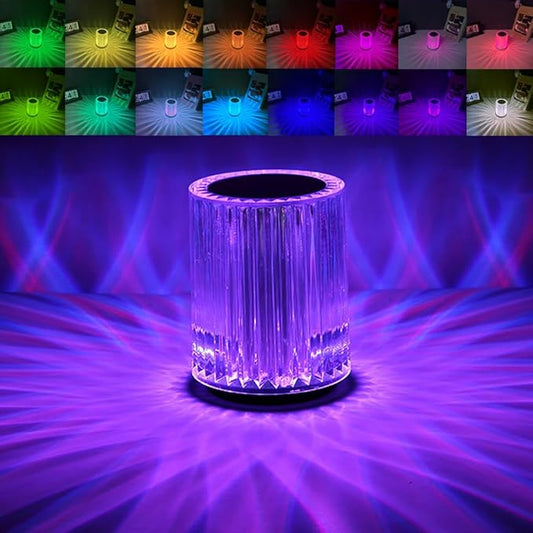 Portable Crystal Table Lamp,3 Color Touch Control Rechargeable Lamp,3-Levels Brightness Room Decor Desk Lamp (16 Color)