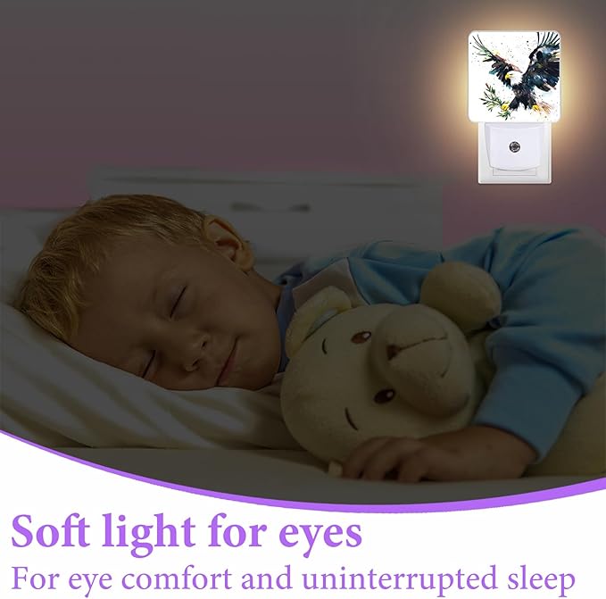 Eagle Night Light,Green Leaves Plug-in Night Lights with Dusk-to-Dawn Sensor for Bedroom,Bathroom and Living Room Sleep Friendly lamp 0.5w