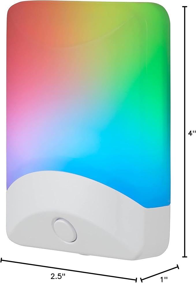 GE Color Changing LED Night Light for Kids, Dusk to Dawn Sensor, Home Decor Apartment Essentials, Wall Lights for Bedroom, Ambient Lighting, Nightlights Plug in, 2 Pack, 46722-P1