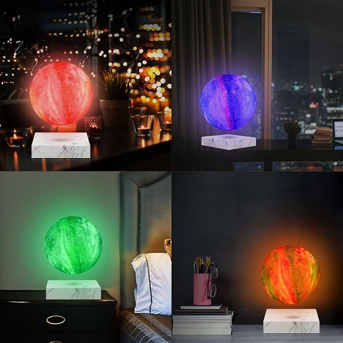 Levitating Moon Lamp, Magnetic Levitation Galaxy Light 16 Colors LED Floating And Spinning 3D Moon Night Lights Birthday Gifts Room Table Desk Decoration