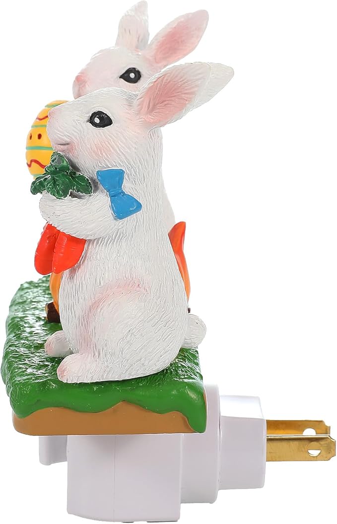 Bunny Campfire Flickering Nightlight, Rabbit Night Light Plug into Wall Easter Night Light with Switch Bunny Decor Easter Home Decorations