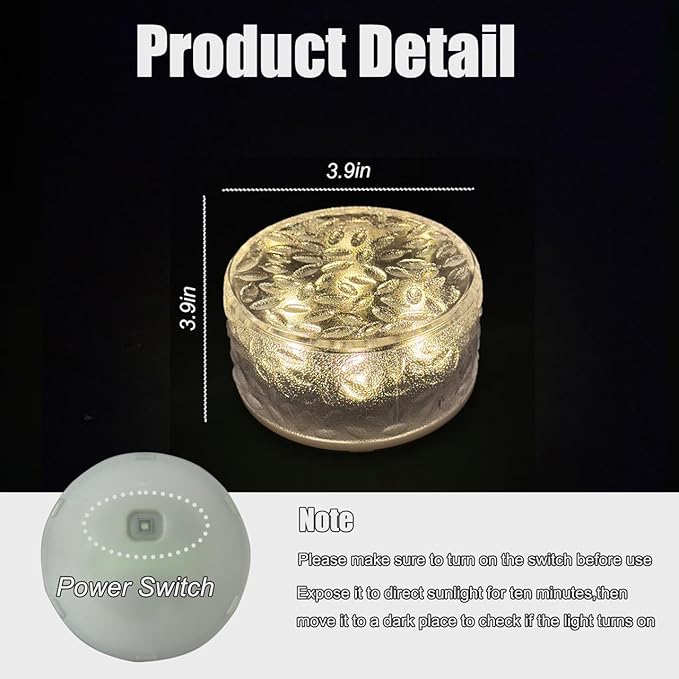 Solar Brick Lights Outdoor Waterproof - Recessed Solar Paver Lights, Ice Brick Design, No Wiring Needed,Landscape Lighting for Pathway,Garden, Patio, Yard, Driveway Decor (8, Warm White, Round)