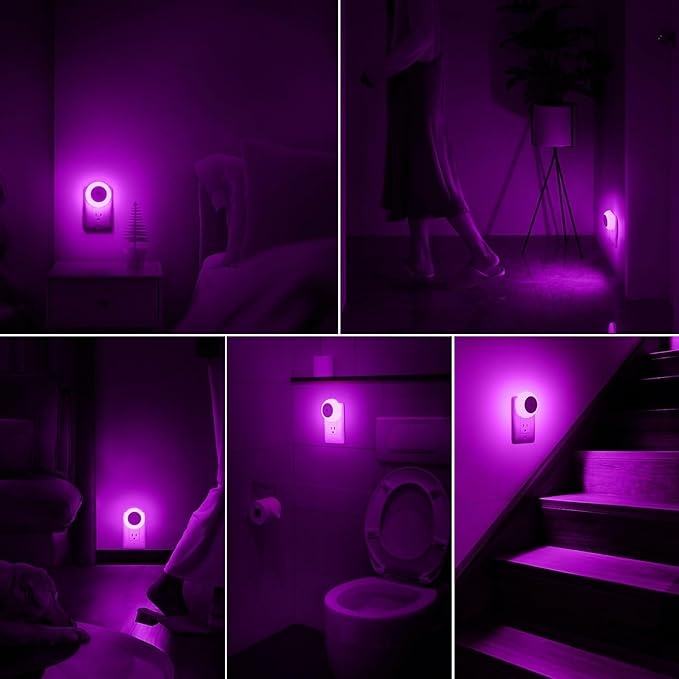 Night Light, Night Lights Plug into Wall, Dusk to Dawn Sensor, Pink Led Night Light 0.5W, 2 Pack Nightlight for Adults, Bedroom, Bathroom, Hallway, Kitchen