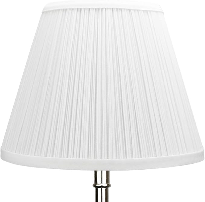 FenchelShades.com Lampshade 5" Top Diameter x 9" Bottom Diameter x 7" Slant Height with Clip-On Attachment for Standard Edison-Style Lightbulb (Pleated Mushroom White)