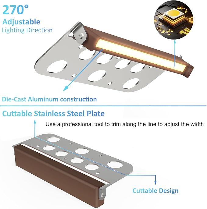 8 Pack 7 Inch Retaining Wall Lights, 5W LED Hardscape Lighting, 12V AC/DC Low Voltage Step Light, 2700K Soft White IP65 Waterproof Outdoor Landscape Lighting for Patio Walls Stairs, ETL
