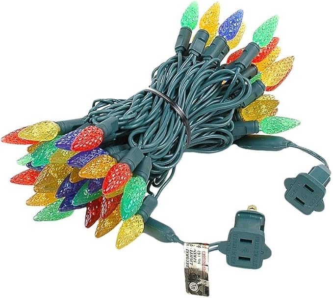 Novelty Lights 24FT 70 LED C6 LED Christmas String Lights, Outdoor/Indoor Multicolor LED String Lights, Permanent Christmas Lights Outdoor Tree Decorations