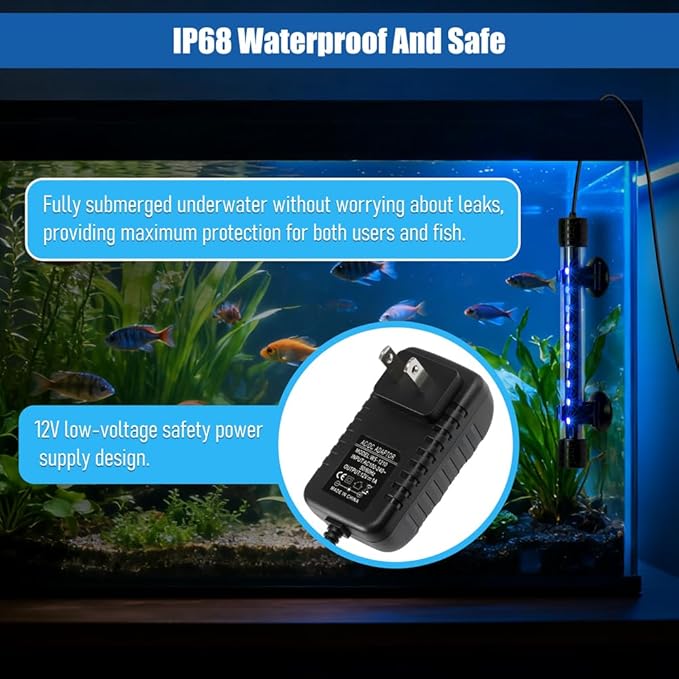 LED Aquarium Light with IP68 Waterproof and Memory Function Submersible Fish Tank Light with Remote and 16 Colors 11 Inches Brightness Adjustable Underwater Light Bar for Fish Tank Aquarium