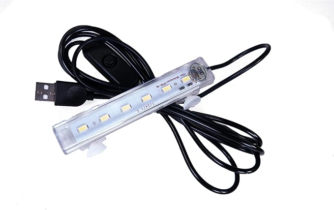 Penn-Plax Cascade Ultra Bright Mini LED Light - Submersible Aquarium Accent Light with 6 White Bulbs - USB Powered with On/Off Switch, Suction Cups or Clip Mount - Great for Desktop & Nano Fish Tanks