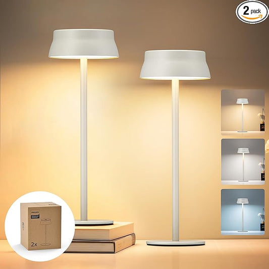 Philips Cordless Table Lamp, Portable Outdoor LED Desk Light,Rechargeable Battery Operated, 2 Adjustable Height, Touch Control & 3 Color Stepless Dimming, Waterproof Lamps for Restaurant/Bedroom