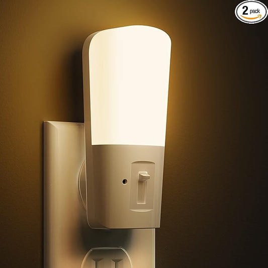 LOHAS Plug in Night Light, Dimmable LED Night Lights With Dusk to Dawn Sensor, Soft White 3000K Sleep Nightlight, Adjustable Brightness 5-80lm Mini Light for Nursery Kids Room Hallway Kitchen, 2 Pack