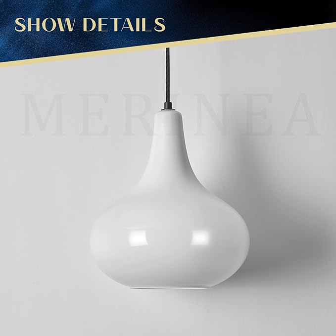 11" Milk White Glass Pendant Light – Modern Ceiling Hanging Fixture Matte Black for Kitchen Island, Dining Room, Hallway – E26 Base