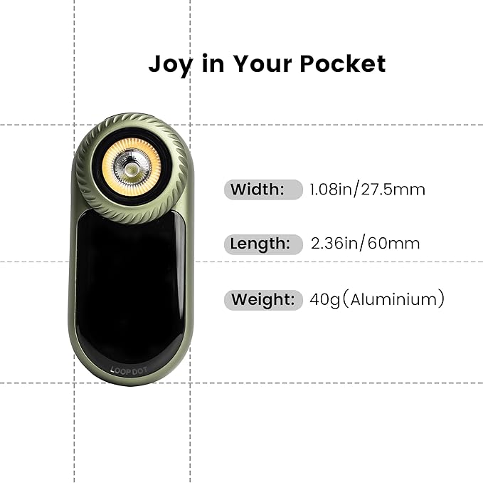 LOOPDOT EDC Flashlight – Rechargeable Small and Powerful LED Flashlight with RGB Pixel Display, Interactive Games, Adjustable Brightness – Cool Gadget Gift for Kids & Adults (Green)