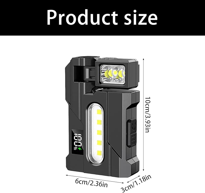 2pcs Work Light with Type C Quick Charging Ip68 Rotating Head for Auto Repair and Cave Exploration Double Head Flashlight