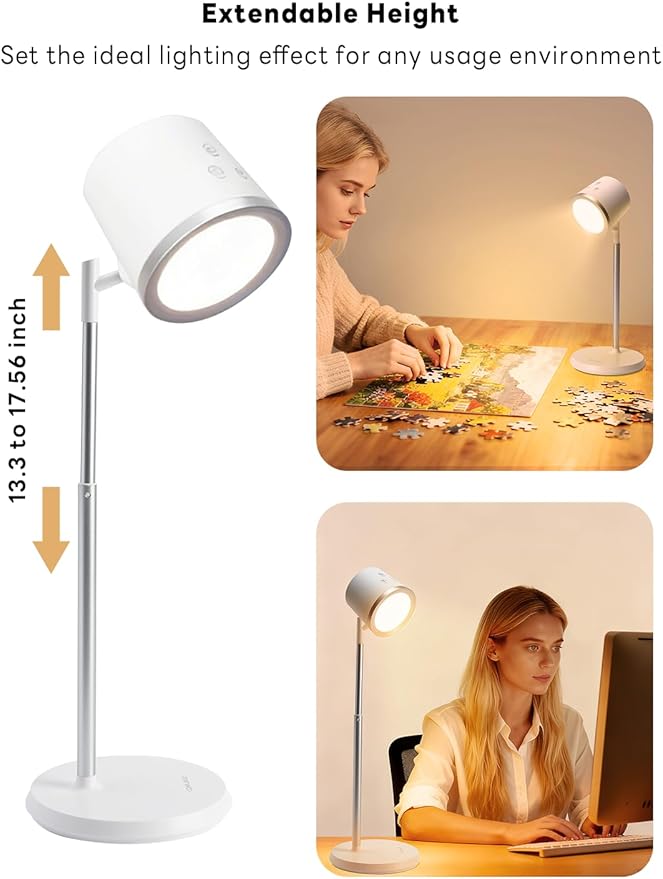 Rechargeable LED Desk Lamp, Magnetic Wall Mount LED Light, Dimmable Cordless Reading Lamp with Adjustable Brightness & 3 Color Modes for Reading, Working, Bedroom, Hallway