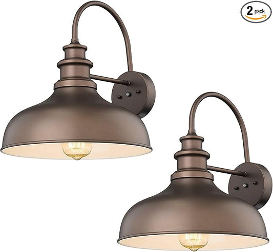 Bestshared Dusk to Dawn Sensor Farmhouse Barn Light, Outdoor Wall Sconce, Outdoor Wall Lantern for Porch, Exterior Light Fixtures Porch Lights(Orb+White, 2 Pack)