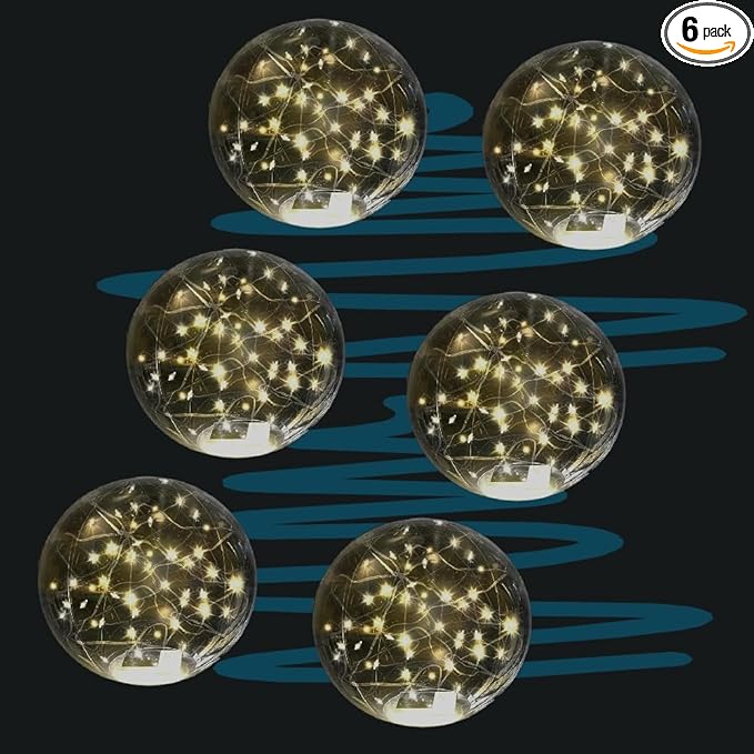 6Pcs 14 Inch Solar Powered Floating Pool Lights,3000K Warm White LED Pool Ball That Float,IP68 Waterproof for Christmas Decorations Gift Ornaments,Remote Not Needed