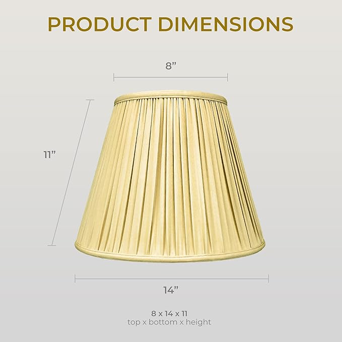 Royal Designs Deep Empire Gather Pleat Basic Lamp Shade, Antique Gold, 8 x 14 x 11