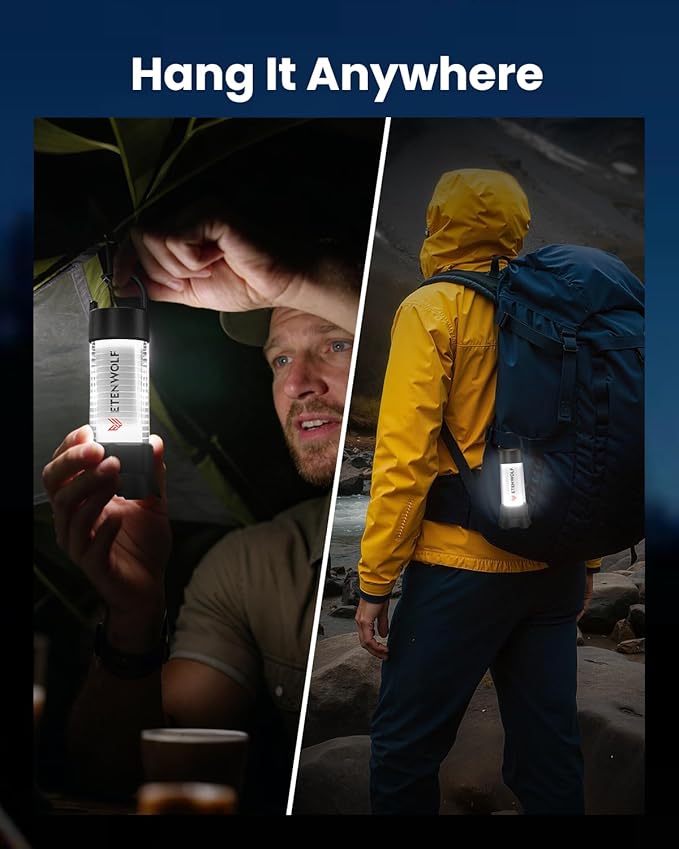 ETENWOLF 2-in-1 Mini Lantern and Flashlight,6 Modes1000LM Rechargeable Camping Light,5000mAh Super Bright Flashlight with UV,Waterproof Portable Tent Light for Camping,Emergency Light,Power Outage