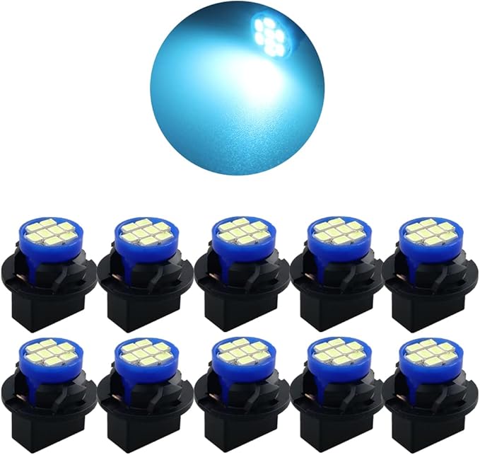 T10 194 168 Dash Instrument Ice Blue LED Light Bulbs Bright Panel Gauge Cluster Dashboard LED Light Bulbs 10Pcs/Set