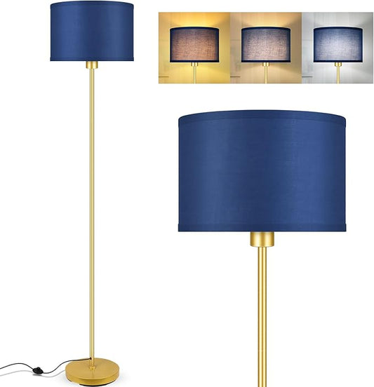 Floor Lamp Blue, Standing Lamp, Modern Stand Up Light with Lampshades, Foot Pedal, 59" Tall, Bright Pole Lamps for Living Room, Bedroom, Office, Nightstand, Kids' Gift, Gold Lamp(E26, Without Bulb)