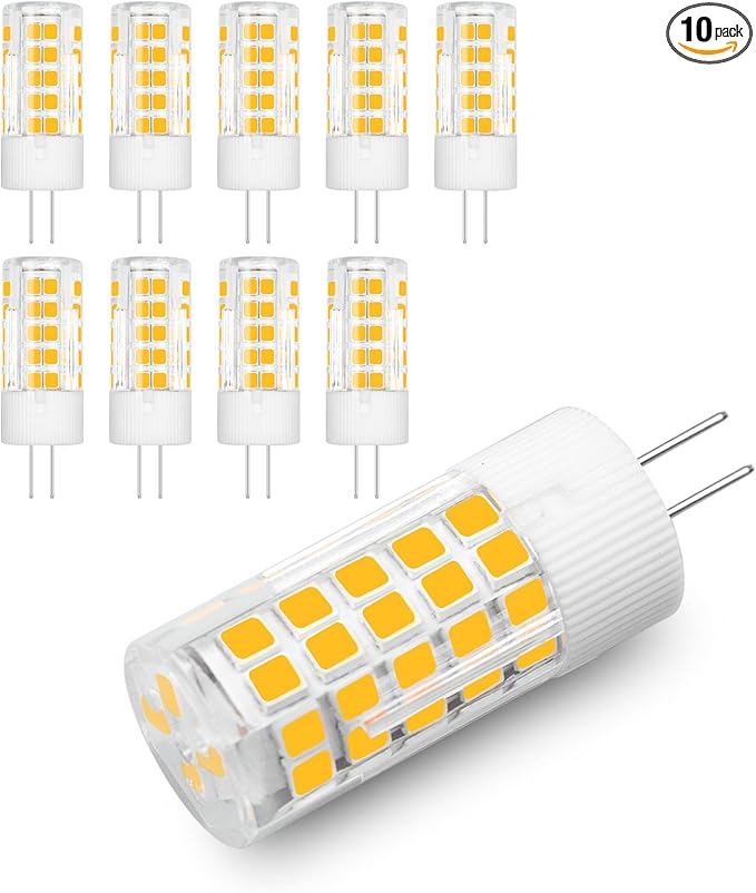 G4 120V LED Bulb Dimmable, G4 Bi-Pin Base Light Bulbs 120V 5W Warm White 3000k Equivalent to 40W Halogen for Under-Cabinet Ceiling Table Puck Lights, 10 Pack