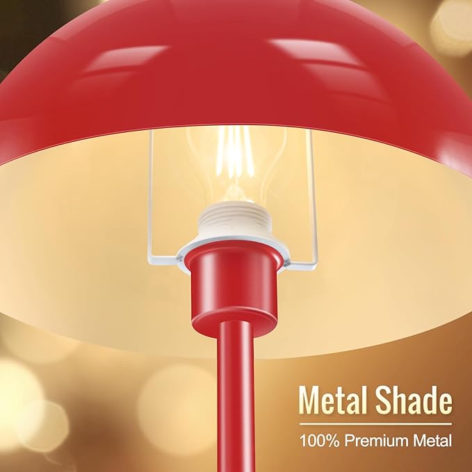 Modern Floor Lamps for Living Room, Red Metal Mushroom Lamp, 66" Tall Corner Lamp, Footswitch, Bright Industrial Standing Lamps for Bedroom Nursery, Mid Century Modern Home Decor(E26 Base, NO BULB)