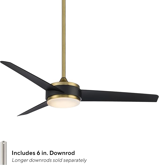 WAC Lighting F-054L-SB/MB Mod 54" Outdoor Ceiling Fan with LED Lights & Remote, Satin Brass/Matte Black