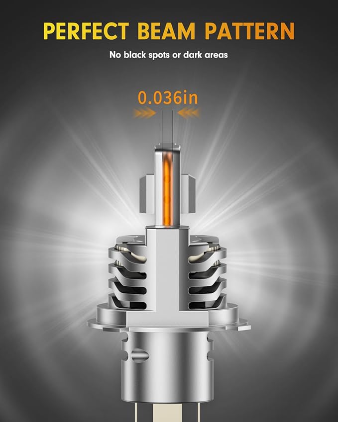 FAHREN H4/9003 Bulbs,𝟕𝟎,𝟎𝟎𝟎𝐋𝐌(𝟏,2𝟎𝟎%) 𝟏2𝐗 Brighter 6500K Cool White, 1:1 Mini Size Plug and Play Upgraded HB2 light fog bulb, pack of 2