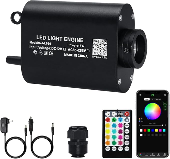 AMKI RGBW 16W Sound Mode Light Source Engine Driver Remote/APP Control Starlight Box Motor for Fiber Optic Star Ceiling Light Kit