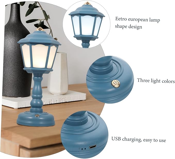 Retro Palace Lantern Bedroom Night Light Rechargeable Table Lamp USB Mini Desk Decor