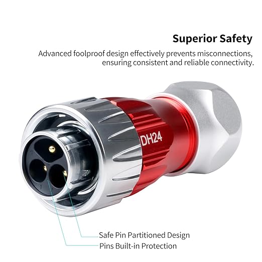 CNLINKO DH-24 3 PIN Industrial Waterproof Connectors, IP68 Circular Connector, Hard Metal Anti-Interference Shell, Quick Plug Aviation Connector, M24 Panel Mount Flange Socket (3-Pin)