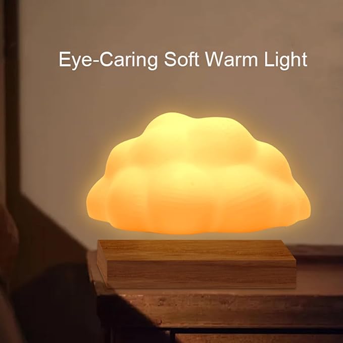 3D Floating Cloud Lamp Magnetic Levitating Cloud Lamp LED Rotation Cloud Lights, Cute Night Light, Touch Control Floating Lamp for Home Decor, Office, Bedroom, Gift Idea