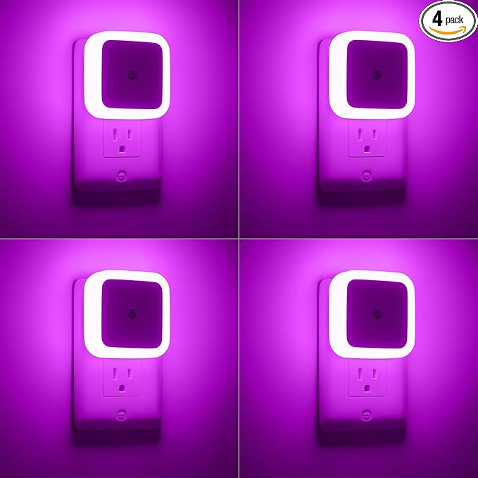 Sujeet Night Light, Night Lights Plug into Wall 4-Pack, Pink Plug in Night Light, Dusk to Dawn Night Lamp Led Night Lights for Bedroom, Bathroom, Hallway