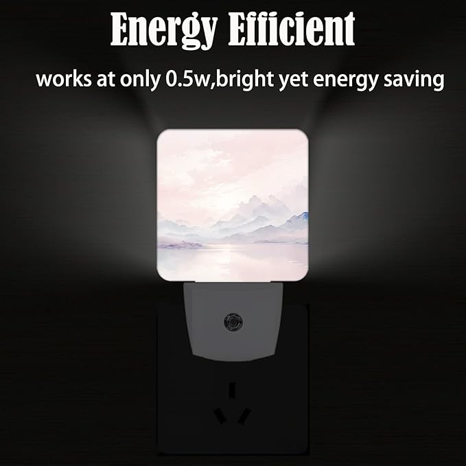 Mountain and River Night Light,Plug Into Wall with Dusk to Dawn Light Sensors, Warm Nightlights for Bedroom, Bathroom, Hallway, Kitchen, Gifts Ideal for Boys Girls Women Men