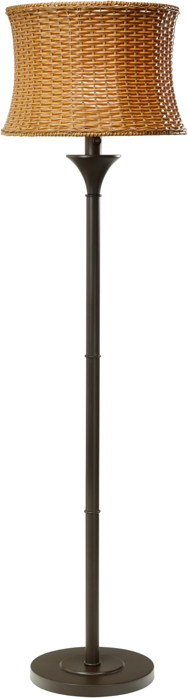 RIVER OF GOODS 59.5" H Indoor/Outdoor Floor Lamp - Basketweave Standing Floor Lamp for Living Room, Bedroom, Patio - Coastal Style Floor Lamps - Tan