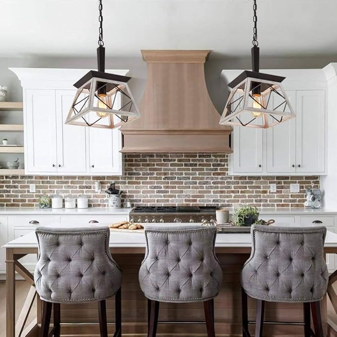 Q&S Farmhouse Dining Room Pendant Light Fixture,1-Light Industrial Hanging Lights for Hallway Entryway Patio Kitchen Island UL Listed