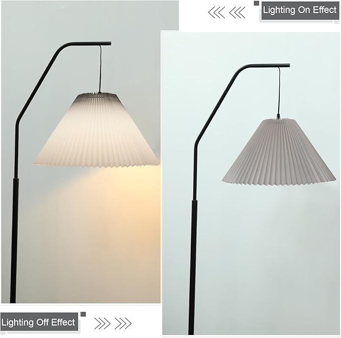 Pleated White Lamp Shade for Arc/Arched Floor Lamps Replacement spider lampshade-white 5.9"Top X 16.5"Bottom X 11"High
