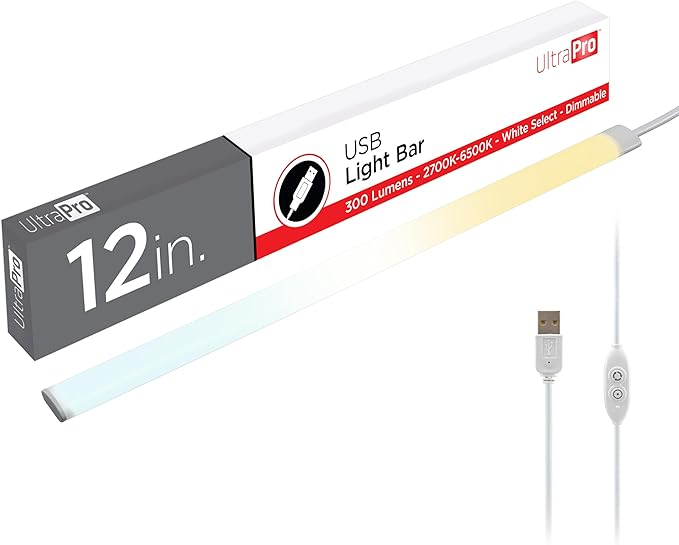 UltraPro 12 inch USB Light Bar Plug-in LED Under Cabinet Lights for Kitchen, Full Range Dimmable, Adjustable White, Warm White, Cool White, Daylight, (2700K-6500K), 80067