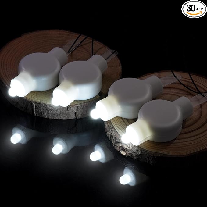 Paper Lantern Lights Battery Operated - Hanging LED Lights with Wire Bright Floral Lighting for Outdoor Indoor Wedding Camping Party Holidays Events Balloon Lanterns Last 36 Hours (White, 30 Pack)