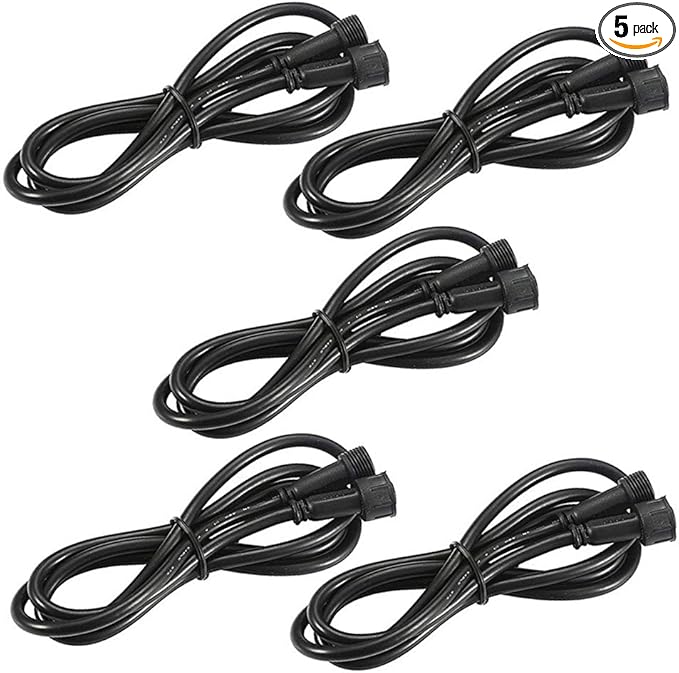 FVTLED Pack of 5, 2m 6.56ft 4Pin Extension Cable Wire with Male and Female Connectors at Both Ends Only RGB Multi-Color LED Deck Light