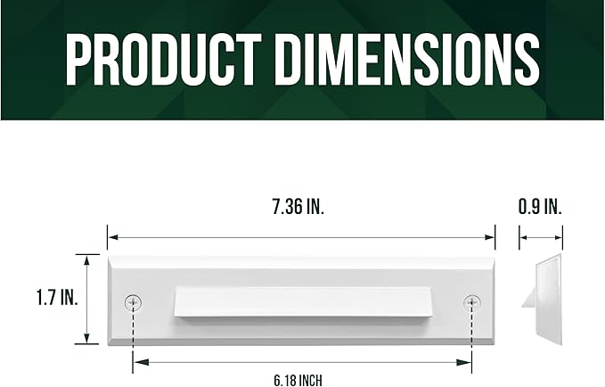 GKOLED 6 Pack LED Low Voltage Stair Lights, Linear Shape Cutoff Outdoor Step Lights, Landscape Lighting, 2W 9-15V AC/DC 3000K Waterproof Accent Deck Lights, Die-cast Aluminum, Glossy White