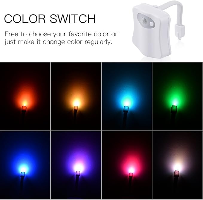The Original Toilet Night Light Gadget, Fun Bathroom Lighting Add on Toilet Bowl Seat, Motion Sensor Activated LED 9 Color Modes - Weird Novelty Funny Birthday Gag Gifts for Men, Dad, Kids & Toddlers