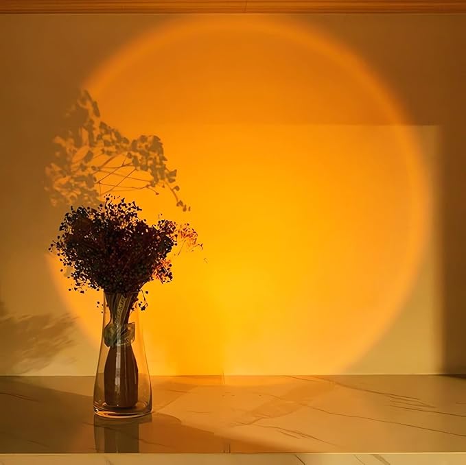 Sunset Light, Romantic Visual Sunset Lamp Projector Light Battery Powered, 2 Levels Brightness & Self-Adhesive Sunset LED Lights, Sunset Night Light for Home/Bedroom/Party/Photography (Sun)