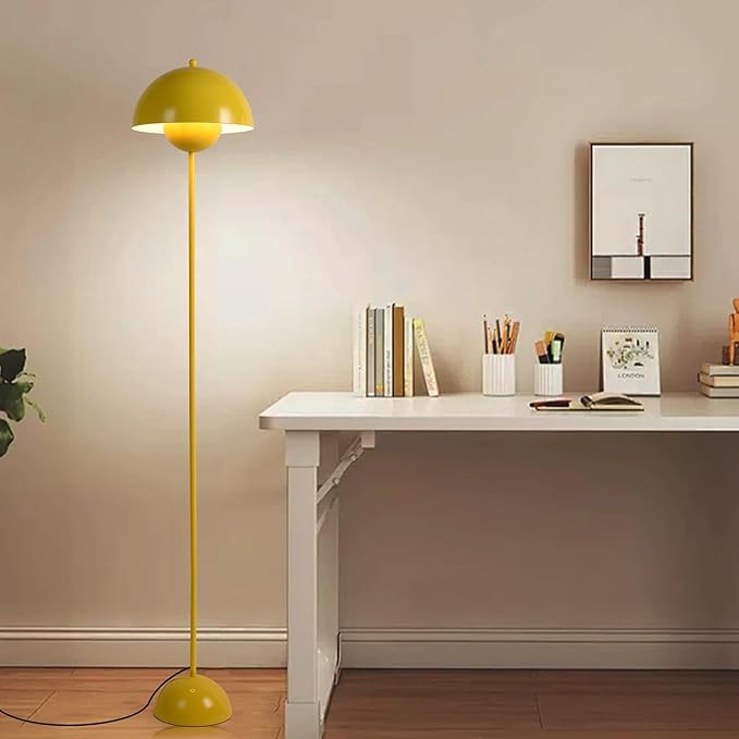 Modern Floor Lamp for Bedroom-Tall Floor Lamps for Living Room-Corner LED Boho Floor Lamp for Office Vintage Industrial Flower Floor Lamps Standing Unique Mid Century Lamp (Yellow)