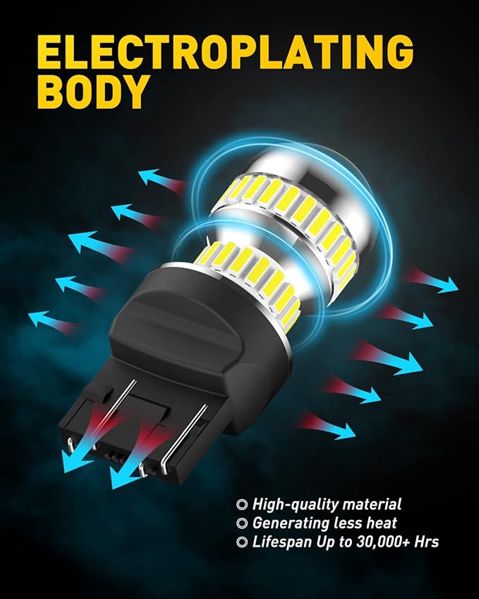 AUXITO Upgraded 7440 7443 LED Bulbs for Reverse Lights T20 7441 7444 LED Replacement Light Kit for Backup Tail Brake Signal Parking DRL Lights, 6000K Xenon White