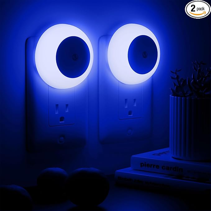 Night Light, Night Lights Plug into Wall, Dusk to Dawn Sensor, Blue Led Night Light 0.5W, 2 Pack Nightlight for Adults, Bedroom, Bathroom, Hallway, Kitchen