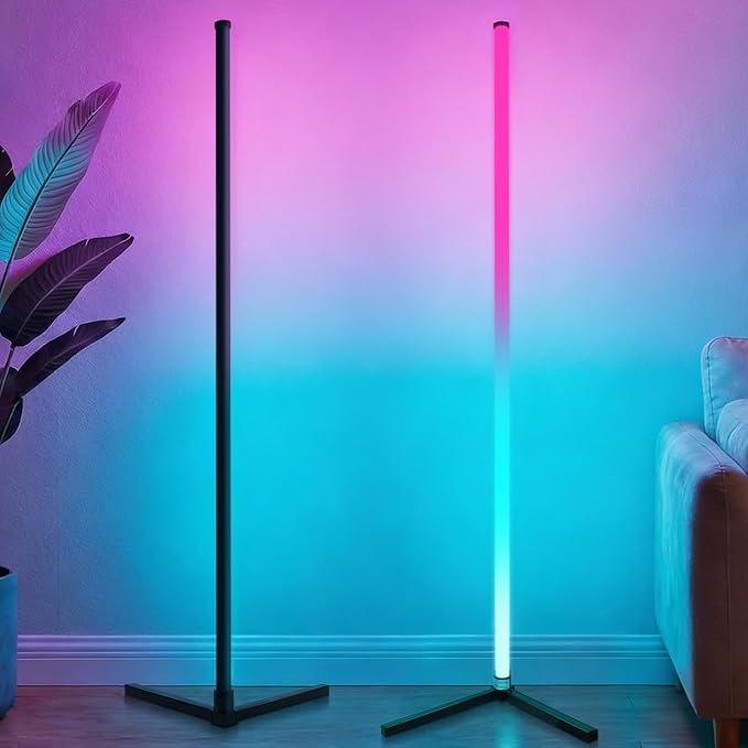 RGB Floor Lamp LED Corner Floor lamp smart Floor lamp with Music Sync Lighting, App & Remote Control, 16 Million Colors Living Room & Gaming Room (2 Pack)