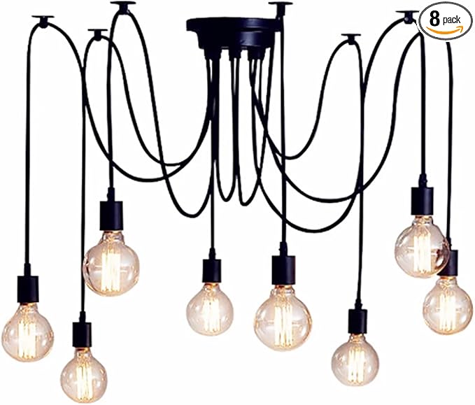 Spider Light Chandelier Spider Pendant Light Fixture Edison Chandelier 8 arms Vintage Industrial Steampunk Hanging Ceiling Multi DIY