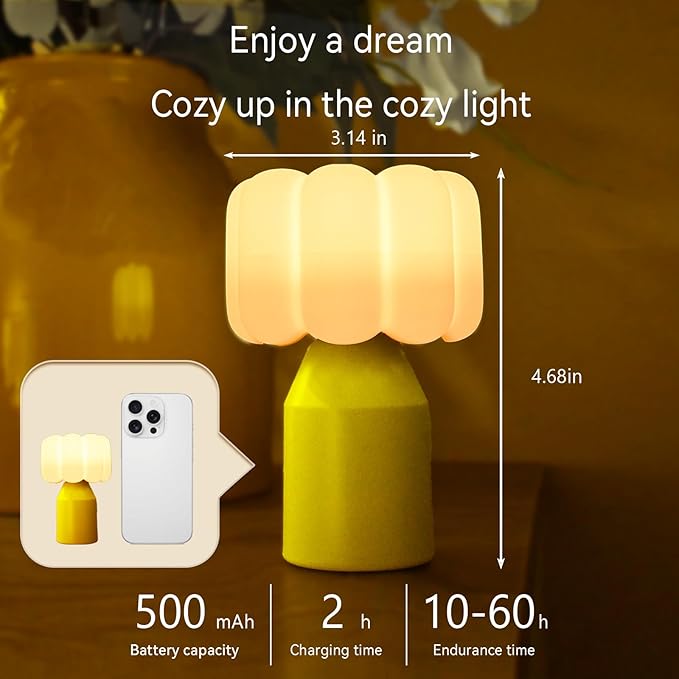 Vivilumens Kids Night Light for Bedroom Dimmable Touch Control 30 Min Auto Off Novelty Flower Brightness Levels Rechargeable Night Lamp Nursery Eye Caring Bedside Lamp Christmas Gifts for Birthday